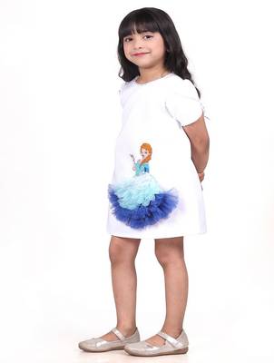 White embroidered faux polyester dress 2