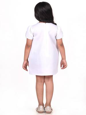 White embroidered faux polyester dress 3