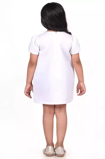 White embroidered faux polyester dress