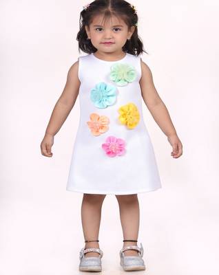 White embroidered faux polyester dress 1