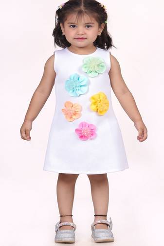 White embroidered faux polyester dress