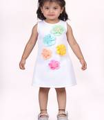 White embroidered faux polyester dress