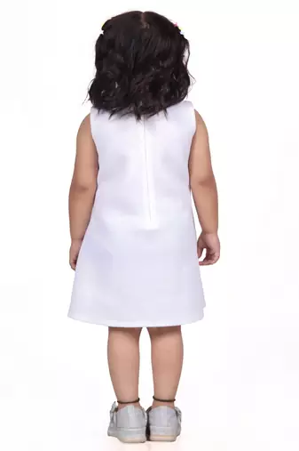 White embroidered faux polyester dress