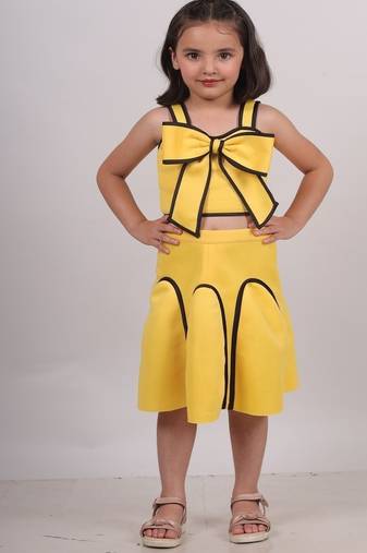 Yellow plain faux polyester dress