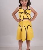 Yellow plain faux polyester dress