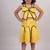 Yellow plain faux polyester dress