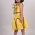 Yellow plain faux polyester dress