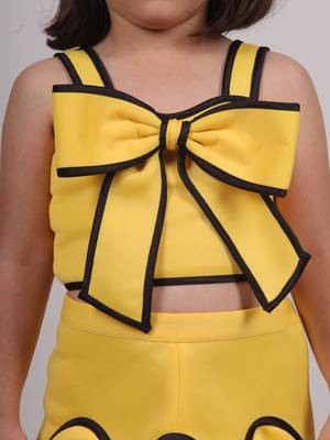 Yellow plain faux polyester dress 3