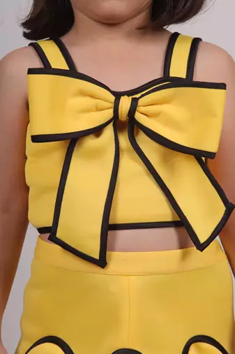 Yellow plain faux polyester dress