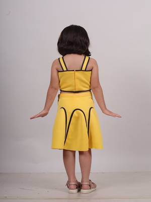 Yellow plain faux polyester dress 4