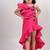 Pink plain faux polyester dress