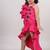 Pink plain faux polyester dress