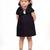 Black embroidered faux polyester dress