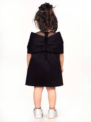 Black embroidered faux polyester dress 2