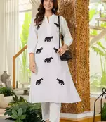 White Embroidered Cotton Kurta Sets