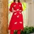 Red Embroidered Cotton Kurta Sets