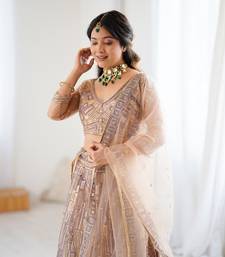 Chiku Color Embroidery Work And Sequins Work Butterfly Net Lehenga Choli