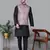 Men   s black kurta churidar with printed pink waistcoat (rg-19546-36)
