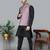 Men’s black kurta churidar with printed pink waistcoat (rg-19546-36)