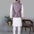 Men’s cream kurta churidar with printed pink waistcoat (rg-19547-36)
