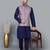 Men’s navy blue kurta churidar with printed pink waistcoat (rg-19548-36)