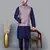 Men   s navy blue kurta churidar with printed pink waistcoat (rg-19548-36)