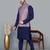 Men’s navy blue kurta churidar with printed pink waistcoat (rg-19548-36)