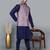 Men’s navy blue kurta churidar with printed pink waistcoat (rg-19548-36)
