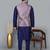 Men’s navy blue kurta churidar with printed pink waistcoat (rg-19548-36)