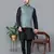 Men   s black kurta churidar with gray printed waistcoat (rg-19549-36)