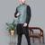 Men’s black kurta churidar with gray printed waistcoat (rg-19549-36)