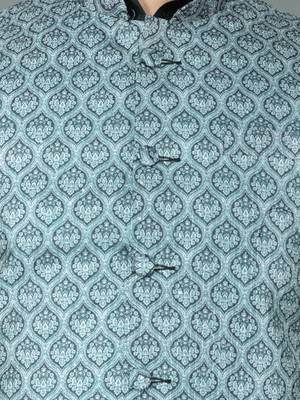 Men   s black kurta churidar with gray printed waistcoat (rg-19549-36) 4
