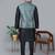Men’s black kurta churidar with gray printed waistcoat (rg-19549-36)