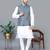 Men’s cream kurta churidar with gray printed waistcoat (rg-19550-36)