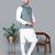 Men’s cream kurta churidar with gray printed waistcoat (rg-19550-36)