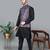 Men’s black kurta churidar with printed purple waistcoat (rg-19551-36)