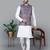 Men’s cream kurta churidar with printed purple waistcoat (rg-19552-36)