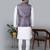 Men’s cream kurta churidar with printed purple waistcoat (rg-19552-36)