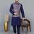Men’s navy blue kurta churidar with printed purple waistcoat (rg-19553-36)
