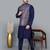 Men’s navy blue kurta churidar with printed purple waistcoat (rg-19553-36)