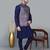 Men’s navy blue kurta churidar with printed purple waistcoat (rg-19553-36)