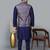 Men’s navy blue kurta churidar with printed purple waistcoat (rg-19553-36)