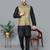 Men’s black kurta churidar with blue flower waistcoat (rg-19554-36)