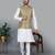 Men’s cream kurta churidar with blue flower waistcoat (rg-19555-36)