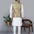 Men’s cream kurta churidar with blue flower waistcoat (rg-19555-36)