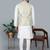 Men’s cream kurta churidar with yallow printed waistcoat (rg-19558-36)