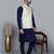 Men’s navy blue kurta churidar with yallow printed waistcoat (rg-19559-36)