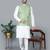 Men’s cream kurta churidar with green zig-zag waistcoat (rg-19560-36)
