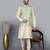 Men’s gold kurta churidar with green zig-zag waistcoat (rg-19561-36)