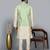 Men’s gold kurta churidar with green zig-zag waistcoat (rg-19561-36)